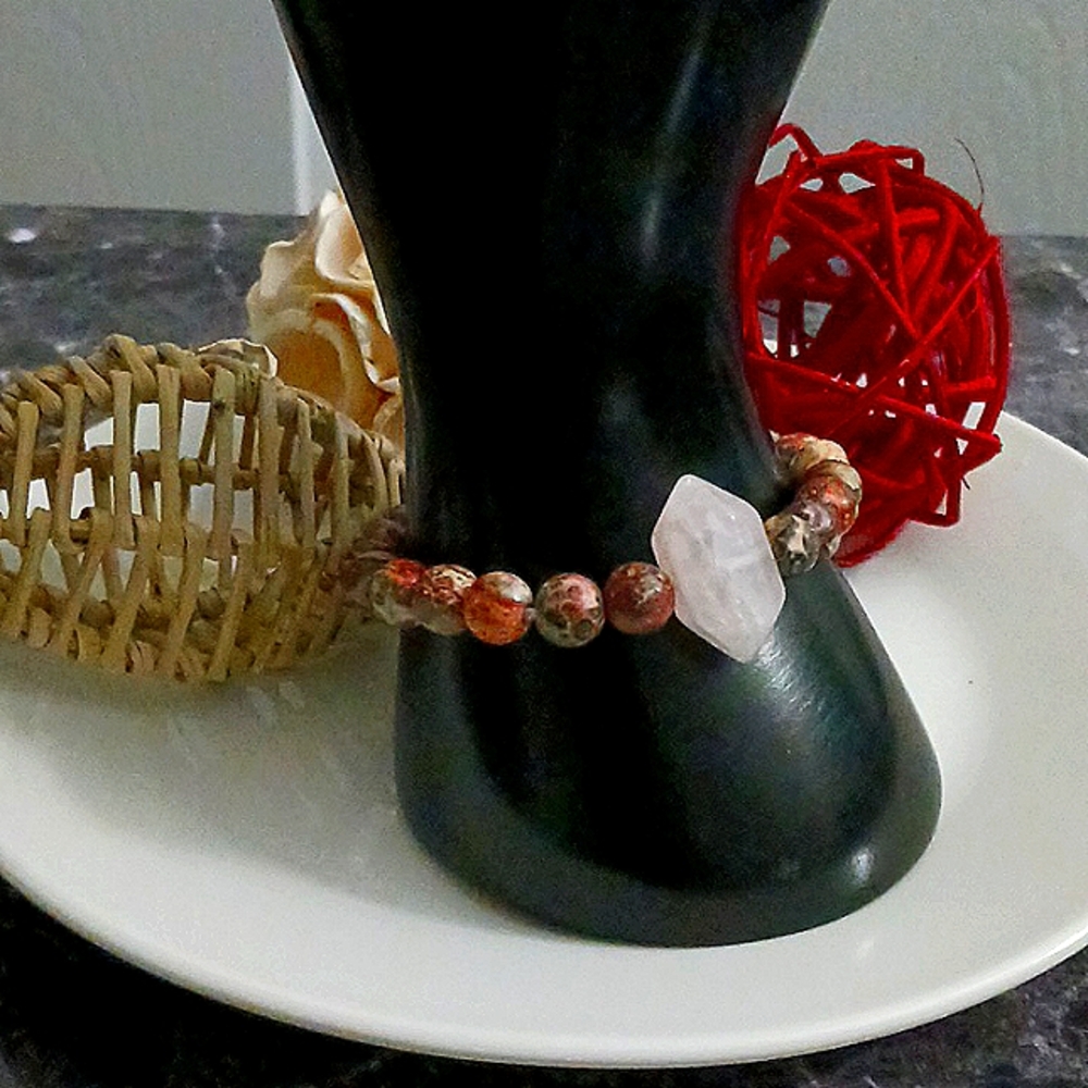 Simulant Gemstone Wood Bead Bracelet